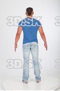Whole body blue tshirt jeans photo reference of Regelio 0005